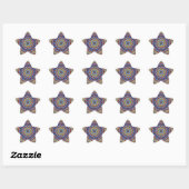 Mandala geel blauw ster sticker (Vel)