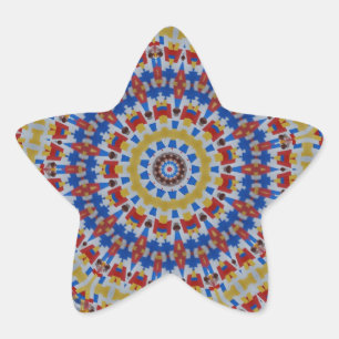 Mandala geel blauw ster sticker