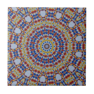 Mandala geel blauw tegeltje