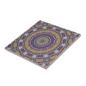 Mandala geel blauw tegeltje (Zijkant)