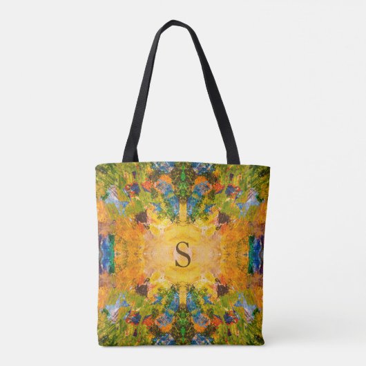 Mandala geel groen goud tote bag (Achterkant)