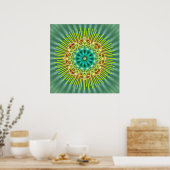 Mandala geel groen | groene bloem poster (Keuken)