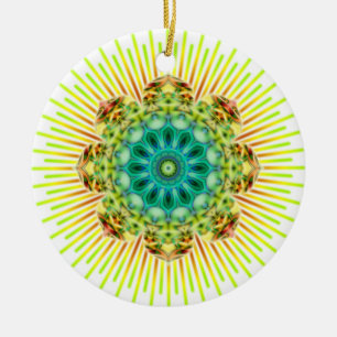 Mandala geel groen Maak uw eigen achtergrond Keramisch Ornament
