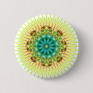 Mandala geel groen Maak uw eigen achtergrond Ronde Button 5,7 Cm