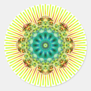 Mandala geel groen Maak uw eigen achtergrond Ronde Sticker