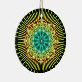 Mandala geel groen | zwart keramisch ornament (Rechts)