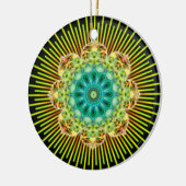 Mandala geel groen | zwart keramisch ornament (Links)