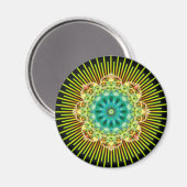 Mandala geel groen | zwart magneet (Voorkant / Achterkant)