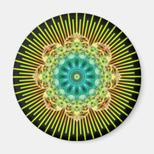 Mandala geel groen zwart magneet