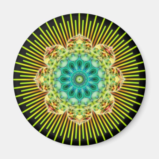 Mandala geel groen | zwart magneet (Voorkant)