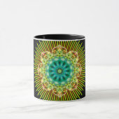 Mandala geel groen | zwart mok (Midden)
