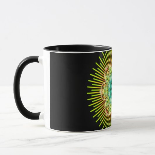 Mandala geel groen | zwart mok (Links)