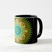 Mandala geel groen | zwart mok (Voorkant rechts)