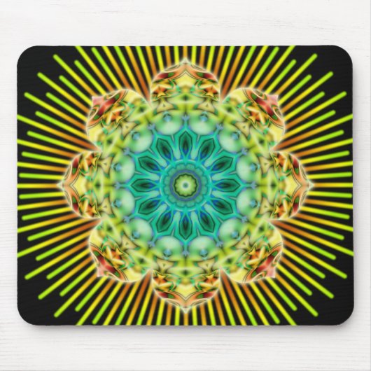 Mandala geel groen | zwart muismat (Voorkant)