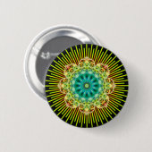 Mandala geel groen | zwart ronde button 5,7 cm (Voorkant /achterkant)