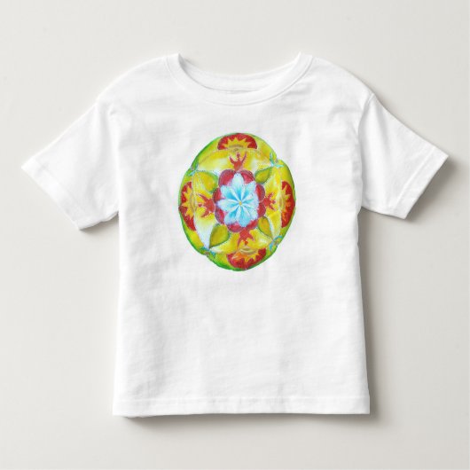 Mandala, geel Ronde hand geschilderd Mandala Kinder Shirts (Voorkant)