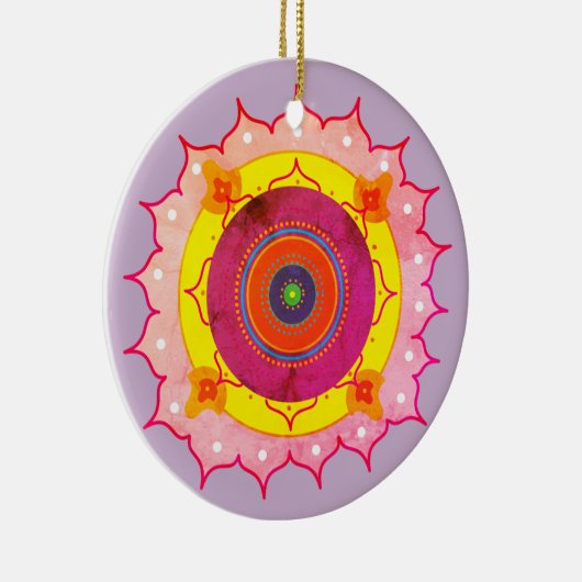Mandala geel roze keramisch ornament (Rechts)