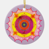 Mandala geel roze keramisch ornament (Voorkant)