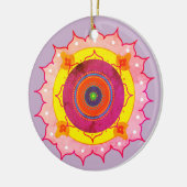 Mandala geel roze keramisch ornament (Links)