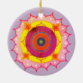 Mandala geel roze keramisch ornament (Achterkant)