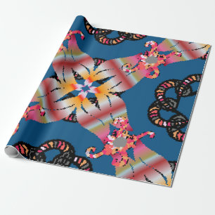 Mandala gekleurd op een gele achtergrond. Uitnodig Cadeaupapier