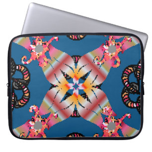 Mandala gekleurd op een gele achtergrond. Uitnodig Laptop Sleeve