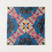 Mandala gekleurd op een gele achtergrond. Uitnodig Wandkleed (Voorkant (horizontaal))