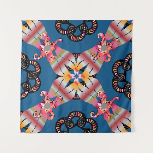 Mandala gekleurd op een gele achtergrond. Uitnodig Wandkleed (Voorkant)