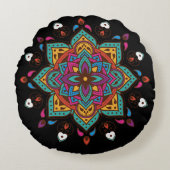 "Mandala" gekleurd Rond Kussen (Voorkant)