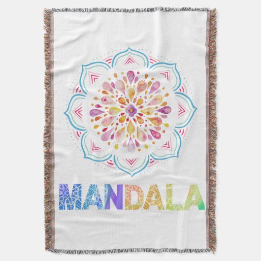 MANDALA GEKLEURDE LOTUS BLOEM DEKEN (Voorkant Verticaal)