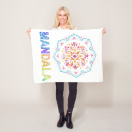 MANDALA GEKLEURDE LOTUS BLOEM FLEECE DEKEN