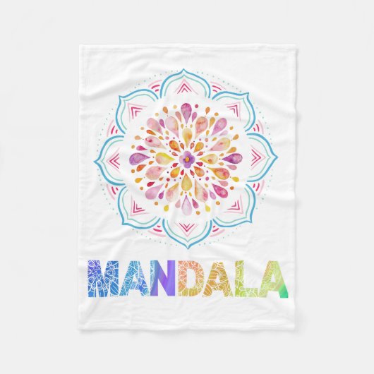 MANDALA GEKLEURDE LOTUS BLOEM FLEECE DEKEN (Voorkant)
