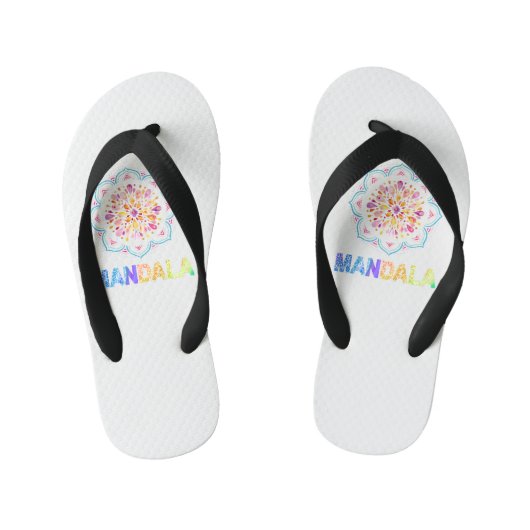 MANDALA GEKLEURDE LOTUS BLOEM KINDER TEENSLIPPERS (Voetbed)