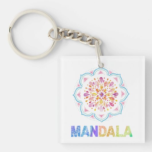 MANDALA GEKLEURDE LOTUS BLOEM SLEUTELHANGER (voorkant)