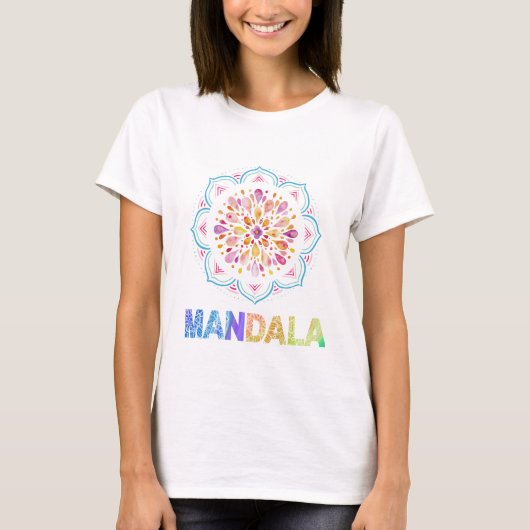 MANDALA GEKLEURDE LOTUS BLOEM T-SHIRT (Voorkant)