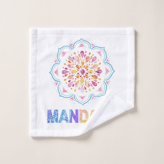 MANDALA GEKLEURDE LOTUS BLOEM WASHANDJE (Wasdoekje)