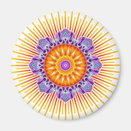 Mandala gele violet magneet (Voorkant)