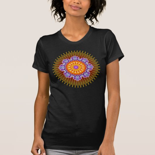 Mandala gele violet t-shirt (Voorkant)