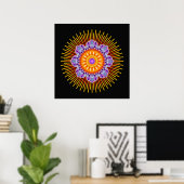 Mandala gele violet | zwart poster (Thuiskantoor)