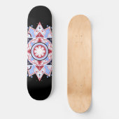 Mandala Geometric Abstract Pattern Blue Red Black Persoonlijk Skateboard (Voorkant)