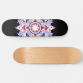 Mandala Geometric Abstract Pattern Blue Red Black Persoonlijk Skateboard (Horizontaal)