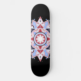 Mandala Geometric Abstract Pattern Blue Red Black Persoonlijk Skateboard