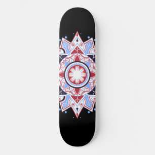 Mandala Geometric Abstract Pattern Blue Red Black Persoonlijk Skateboard