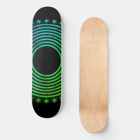 Mandala Geometric Abstract Pattern Green Black Persoonlijk Skateboard (Voorkant)