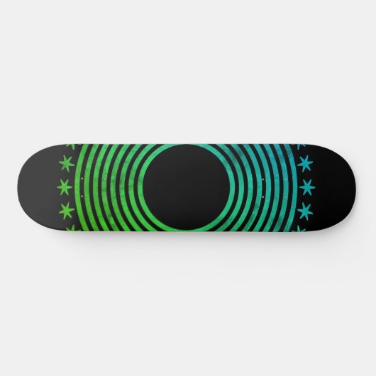 Mandala Geometric Abstract Pattern Green Black Persoonlijk Skateboard (Horizontaal)