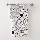 Mandala Geometric Pattern Black and White Bad Handdoek (Insitu)