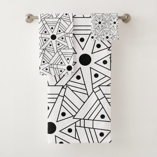 Mandala Geometric Pattern Black and White Bad Handdoek (Insitu)