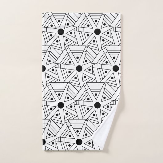 Mandala Geometric Pattern Black and White Bad Handdoek (Handdoek)