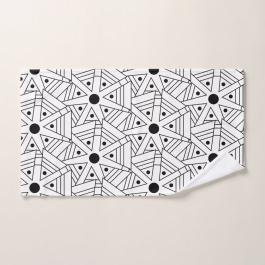 Mandala Geometric Pattern Black and White Bad Handdoek (Handdoek)