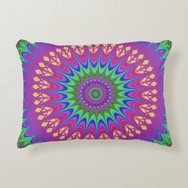 Mandala Geometric Psychedelic Retro Hippie Accent Kussen (Voorkant)